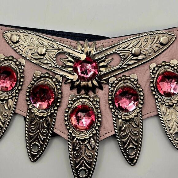 Vintage Bubblegum Pink Leatherock Nina Arjani Large Belt - Picture 7 of 10